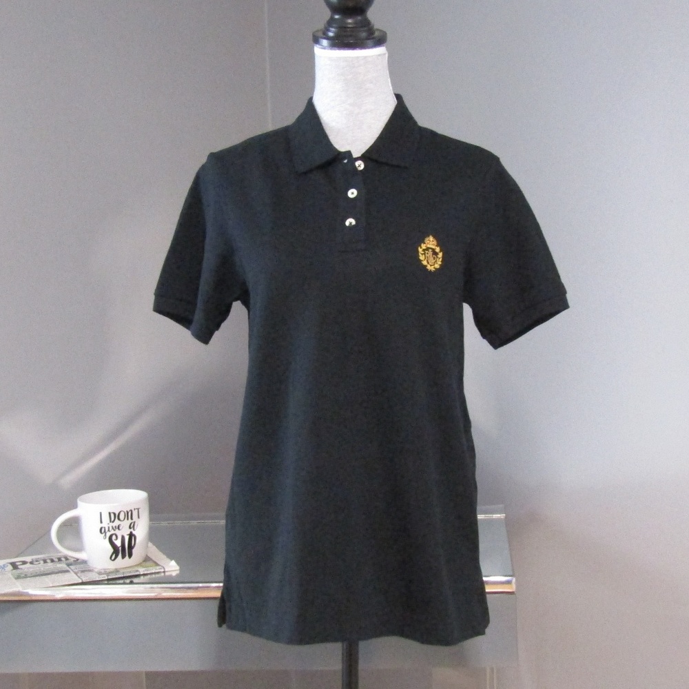 NEW LRL Black Polo Shirt Embroidered Monogram Sz S